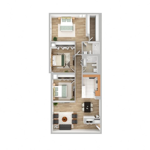 Floor plan for 3 beds, 2 baths, 1166 sqft
